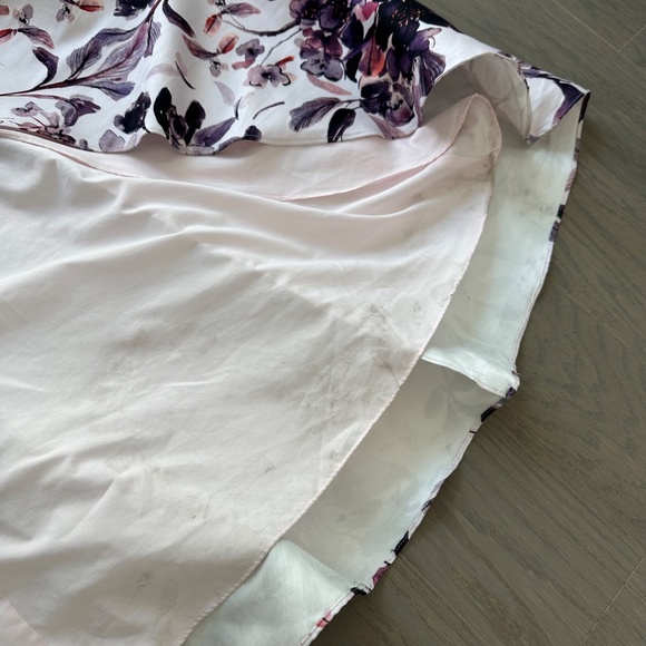 Badgley Mischka Floral Flounce Hem Ruffle Gown Maxi Dress Eggplant Multi Size 2 - Picture 6 of 13